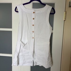 Posse Emma Vest White Linen Button-Front